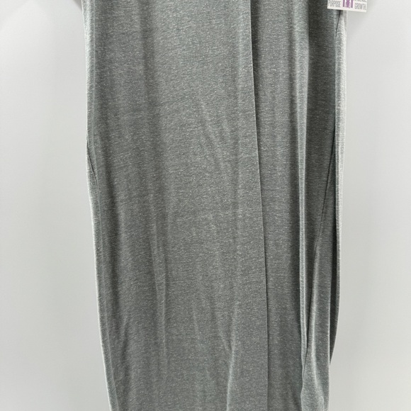 LuLaRoe Julia Midi Dress Medium Heathered Grey with Pink Trim NWT - Picture 3 of 7